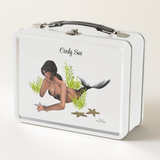 Brunette Mermaid with Starfish Lunch Box (Voorkant)