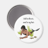 Brunette Mermaid with Starfish Magnet (Voorkant / Achterkant)