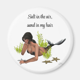 Brunette Mermaid with Starfish Magnet