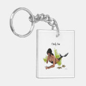 Brunette Mermaid with Starfish Sleutelhanger (Voorkant Links)