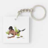Brunette Mermaid with Starfish Sleutelhanger (Achterkant)