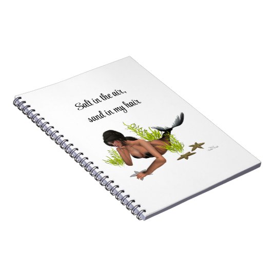 Brunette Mermaid with Starfish Spiral Notitieboek (Rechterzijde)
