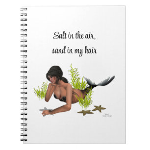 Brunette Mermaid with Starfish Spiral Notitieboek