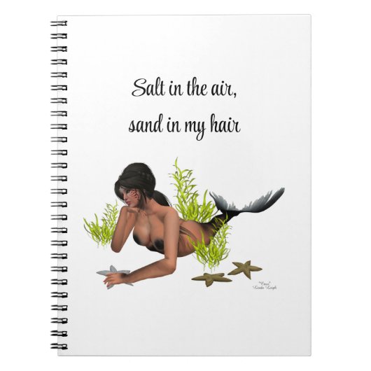 Brunette Mermaid with Starfish Spiral Notitieboek (Voorkant)