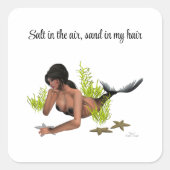 Brunette Mermaid with Starfish Stickers (Voorkant)