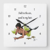 Brunette Mermaid with Starfish Wall klok (Voorkant)