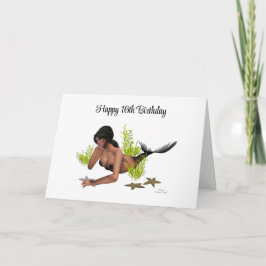 Brunette Mermaid with Starfish Wenskaart Kaart