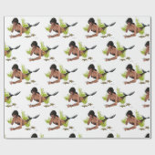 Brunette Mermaid with Starfish Wrapping Paper Cadeaupapier (Vlak)