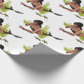 Brunette Mermaid with Starfish Wrapping Paper Cadeaupapier (Hoek)