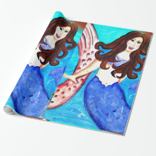 brunette mermaid wrappers cadeaupapier