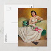 Brunette met Rozen Briefkaart (Voorkant / Achterkant)