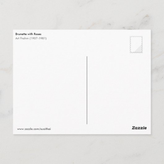 Brunette met Rozen Briefkaart (Achterkant)