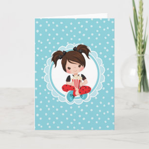 Brunette Movie Night Girl met Popcorn Kaart