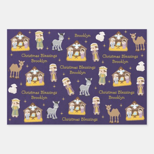 Brunette Natitivity Scene Inpakpapier Vel (Voorkant)