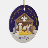 Brunette Natitivity Scene Keramisch Ornament (Rechts)