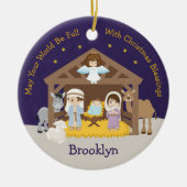 Brunette Natitivity Scene Keramisch Ornament (Voorkant)