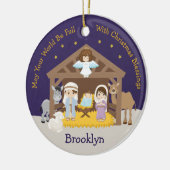 Brunette Natitivity Scene Keramisch Ornament (Links)
