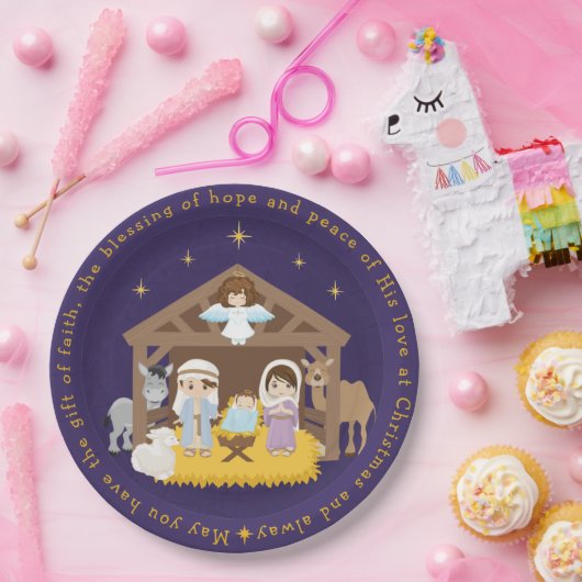 Brunette Natitivity Scene Paper Bord (Feest)