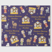 Brunette Natitivity Scene Wrapping Paper Cadeaupapier (Vlak)