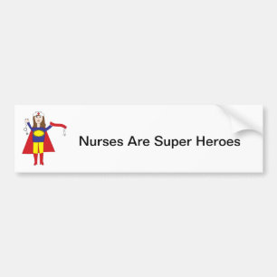 Brunette Nurses Super Hero Bumpersticker