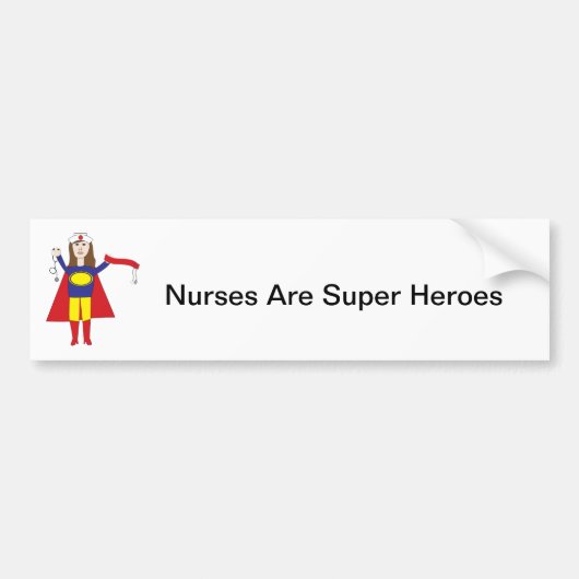 Brunette Nurses Super Hero Bumpersticker (Voorkant)