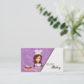 Brunette Paarse Brow Baker Cup Cakes Visitekaartje (Staand voorkant)