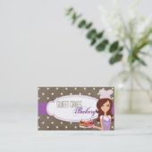 Brunette Paarse Brow Baker Cup Cakes Visitekaartje (Staand voorkant)