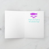 Brunette Paarse zeemeermin Happy Birthday Kaart (Binnen)