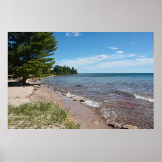 Brunette Park Oeverlijn — Lake Superior, Michigan Poster
