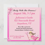 Brunette Party with the Princess Birthday nodigt u Kaart (Achterkant)