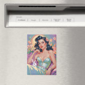 Brunette Pin-Up met Paashaas Magneet (Insitu (Vaatwasser))