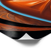 Brunette Pin-Up Oranje Jurk Perfect Poster (Hoek)