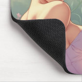 Brunette Pin-Up Pastel Bloemen Muismat (Hoek)