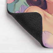 Brunette Pin-Up Pastel Bloemen Muismat (Hoek)