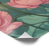 Brunette Pin-Up Pastel Bloemen Perfect Poster (Hoek)