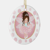Brunette Pink Fairy Keramisch Ornament (Rechts)