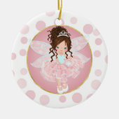 Brunette Pink Fairy Keramisch Ornament (Voorkant)