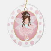 Brunette Pink Fairy Keramisch Ornament (Links)