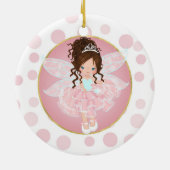 Brunette Pink Fairy Keramisch Ornament (Achterkant)