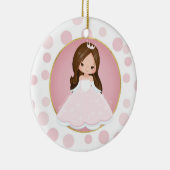 Brunette Pink Princess Keramisch Ornament (Rechts)