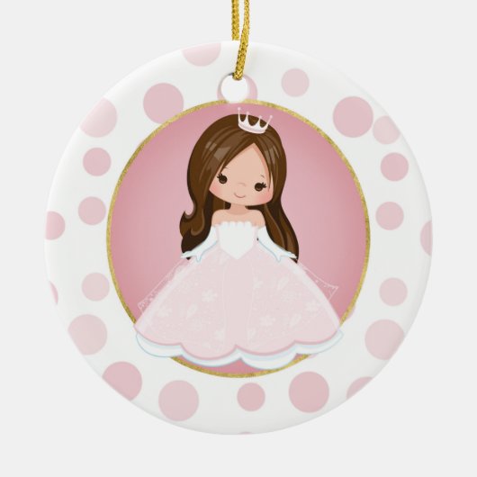 Brunette Pink Princess Keramisch Ornament (Voorkant)