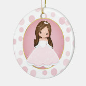 Brunette Pink Princess Keramisch Ornament (Links)