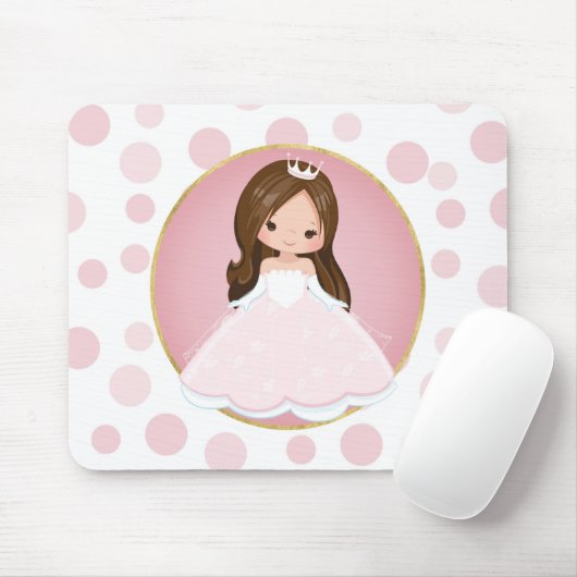 Brunette Pink Princess Muismat (Met muis)