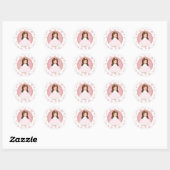 Brunette Pink Princess Ronde Sticker (Vel)