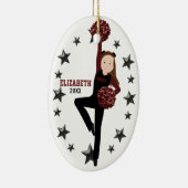Brunette Pom Squad in Black & Maroon Keramisch Ornament (Rechts)
