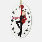 Brunette Pom Squad in Black & Red Keramisch Ornament (Links)
