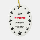 Brunette Pom Squad in Black & Red Keramisch Ornament (Achterkant)