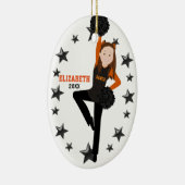 Brunette Pom Squad Oranje & Black Keramisch Ornament (Rechts)