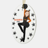 Brunette Pom Squad Oranje & Black Keramisch Ornament (Links)