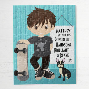 Brunette Powerful and Brave Boy Jigzaag Puzzle Legpuzzel